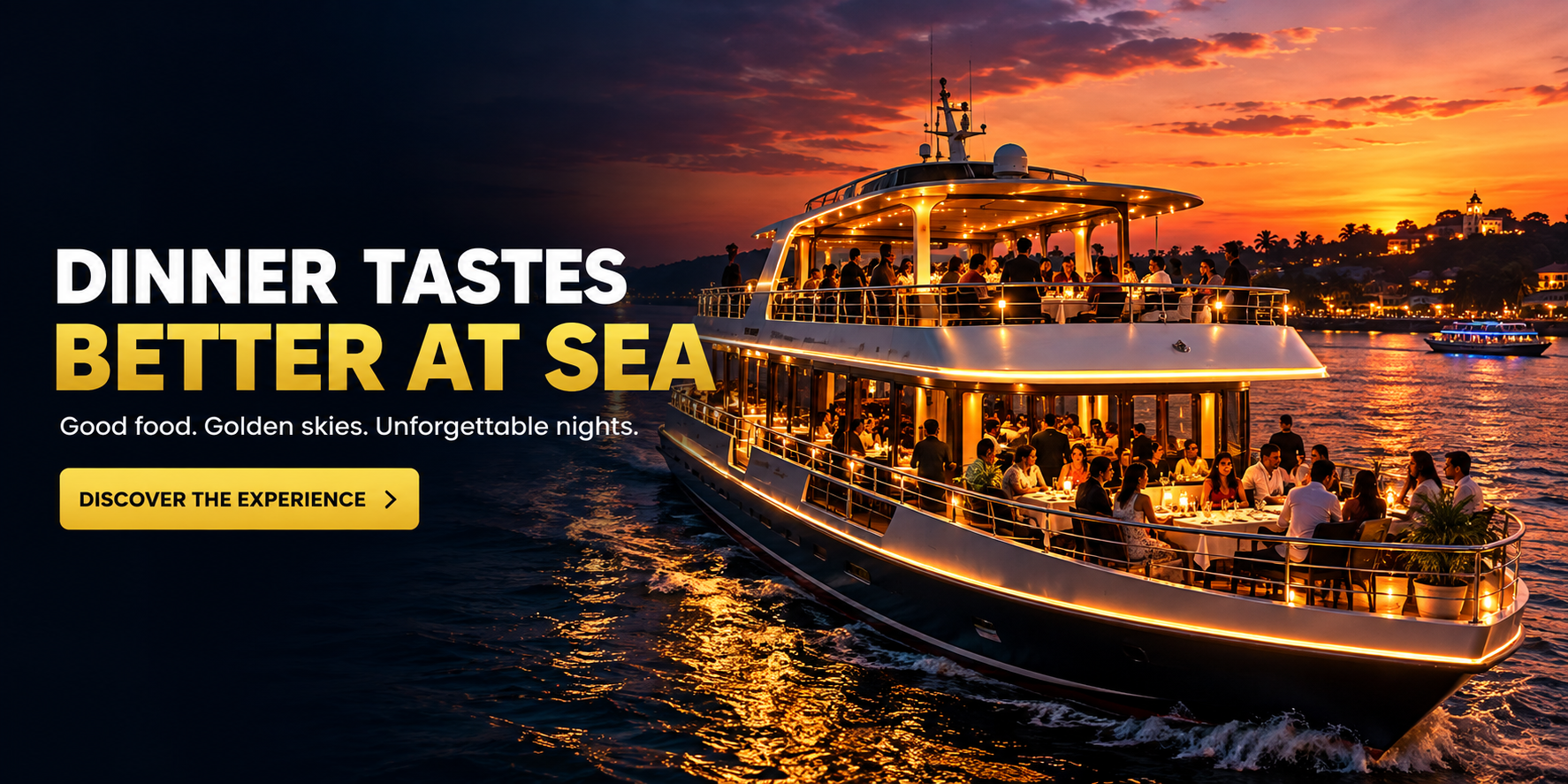 multi-deck dinner cruise sailing across calm water Mobile